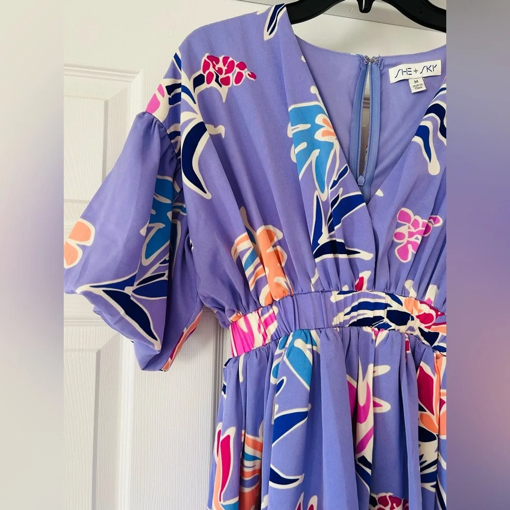 She + Sky Lavender Floral Dress (Women’s M) Looks Brand New! - Picture 4 of 6